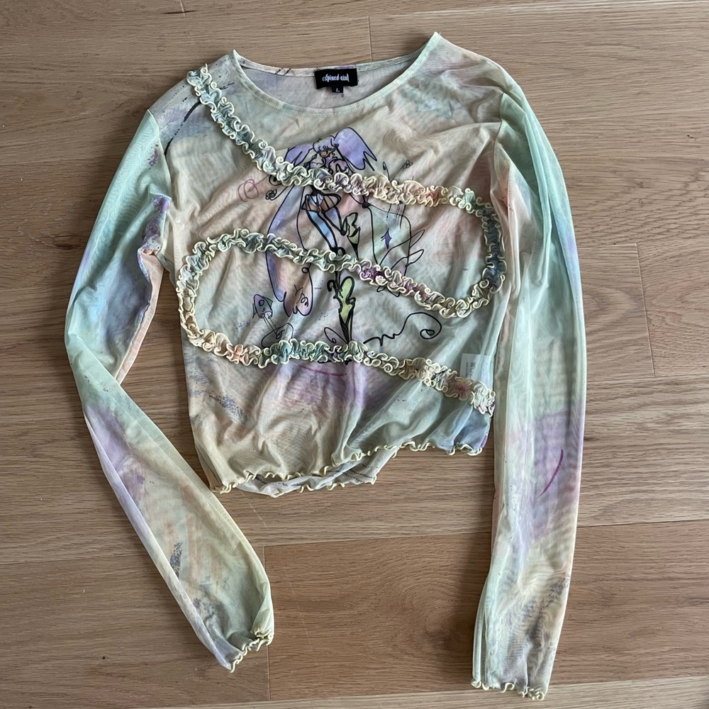 Ruffle mesh top